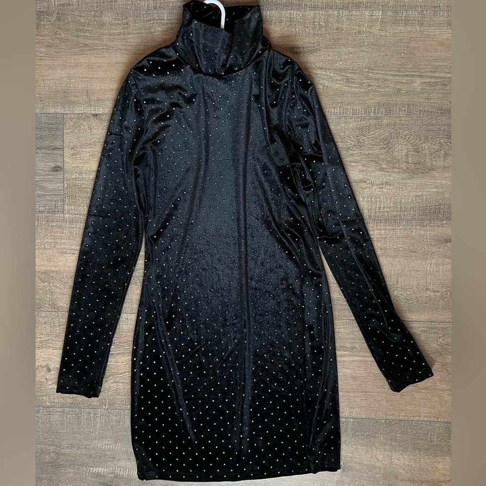 Black turtle neck dress